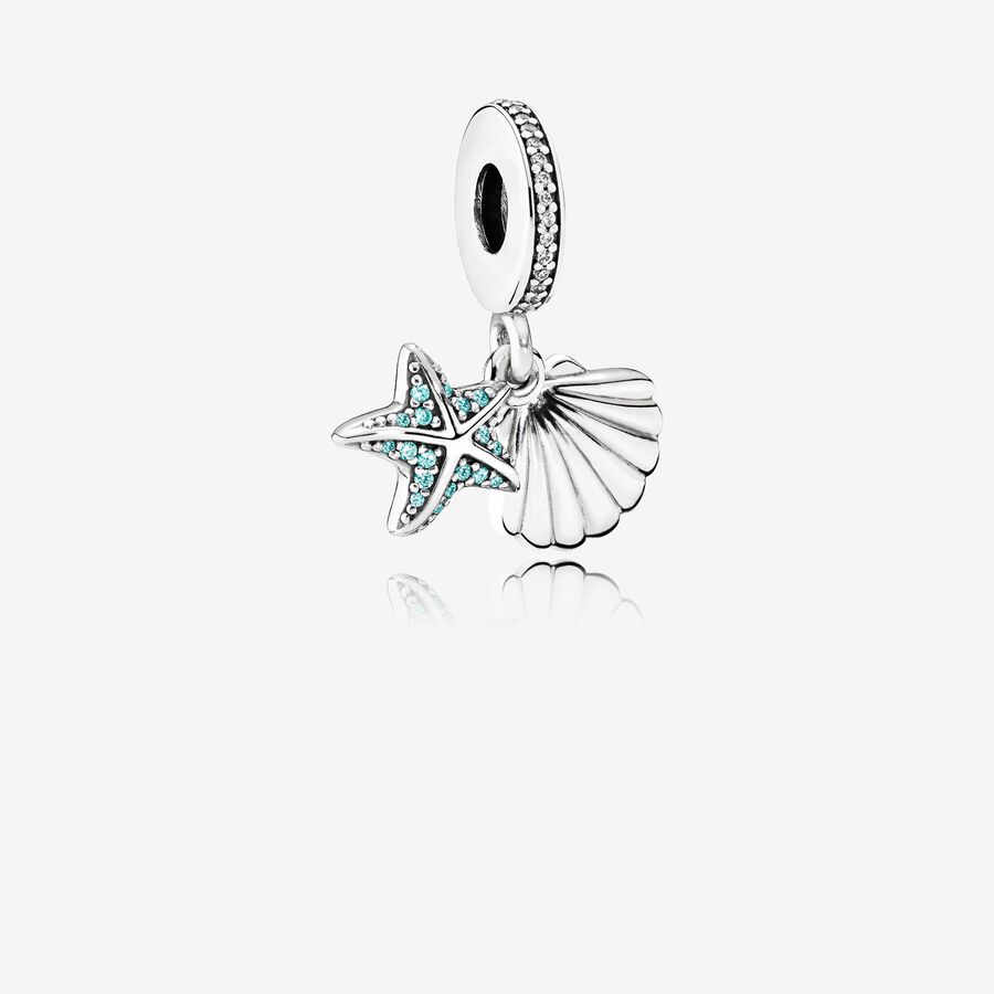 Dyndać Pandora Starfish Sea Shell Srebrne | AX0659837