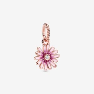 Dyndać Pandora Pink Daisy Flower Różowe Złote | FT7536129