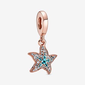 Dyndać Pandora Sparkling Starfish Różowe Złote | XO4391582